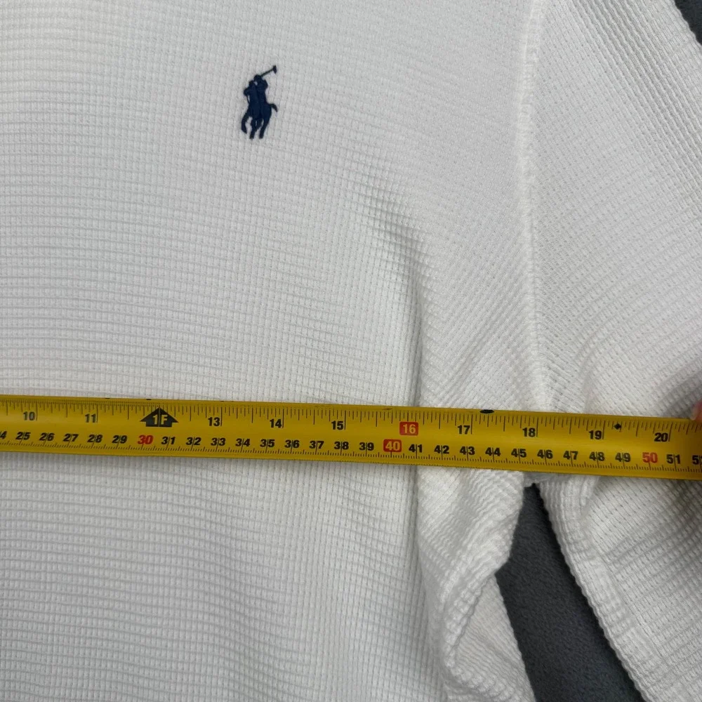 Polo Ralph Lauren Mens White Waffle Knit Thermal‎ Hoodie Large Pony Logo